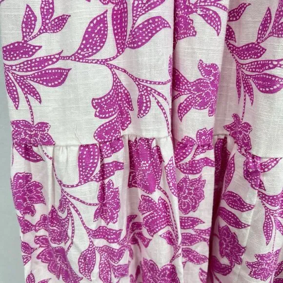 Lauren Conrad Tiered Midi Skirt Plus Size 2X Floral Pink Lined